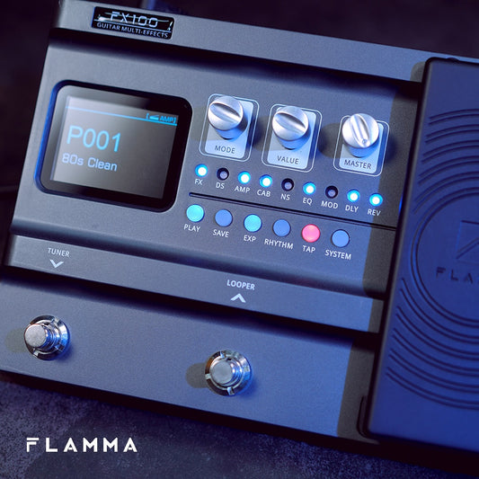 FLAMMA FX100 Multi Effects Guitar Pedal  Processor with 151 Effects 200 preset 80s Looper 55 Amp Modeling  Expression pedal