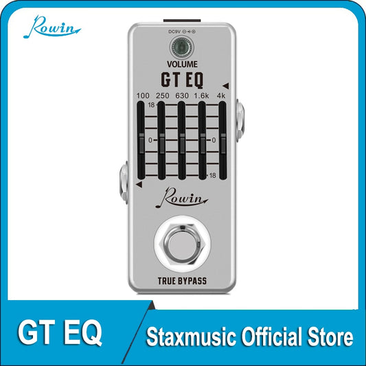 Rowin LEF-317A Guitar Equalizer Pedal 5-band Parametric EQ Guitar Effect Pedal Frequency Compensator ±18dB Range for Mini Size