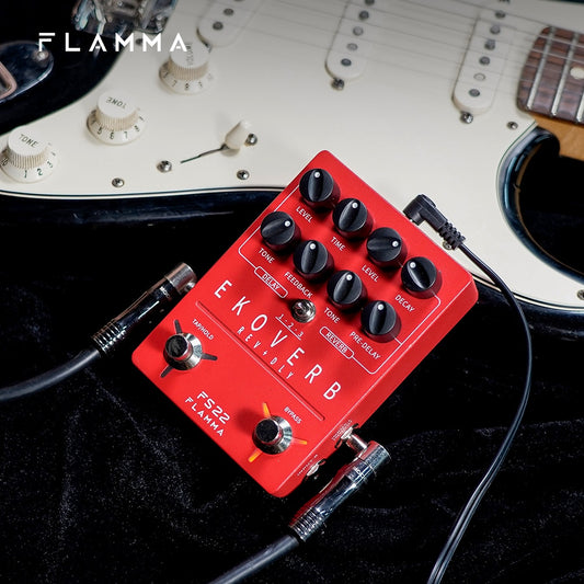 FLAMMA FS22 Ekoverb Dual Reverb Delay Pedal with Freeze and Trail On Function with Power Supply