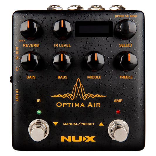 NUX Optima Air Dual Switch Acoustic Guitar Pedal Simulator with a Preamp IR Loader Capturing Mode Effects for Guitar Accessories