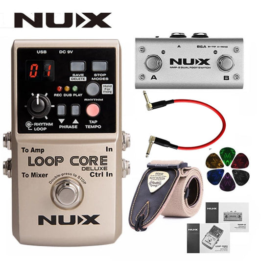 NUX Loop Core Deluxe Upgraded Guitar Pedal with Foot Switch Automatic Tempo Detection 8 Hours Recording 24-Bit Audio+Gifts