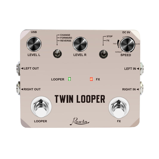 Rowin LTL-02 Twin Looper Pedal Upgrades Looper Pedals For Electric Guitar 10 Min Looping Unlimited Undo/Redo Function 11 Types