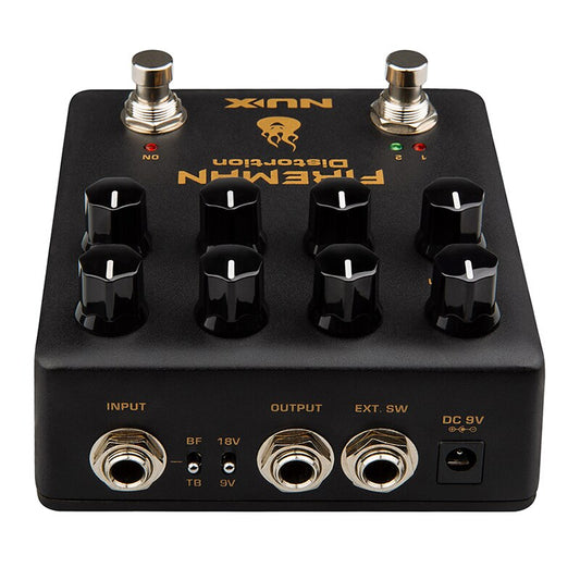 NUX Fireman Distortion Pedal Guitar Effect Processor Dual Channel Brown Sound with a 9V 18V Toggle Switch for Guitar Accessories